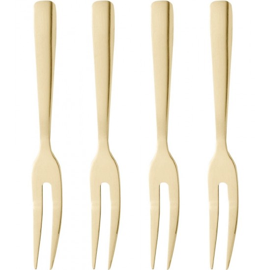 Jogo 4 Garfos De Aço Inox Para Aperitivo Dourado